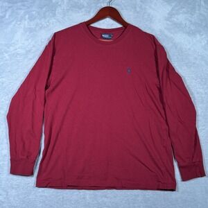 Polo Ralph Lauren Shirt‎ Mens Medium Red Long Sleeve Crewneck Embroidered Pony